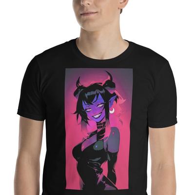 Anime Teufelsmädchen Horror Cyberpunk Goth Kurzarm Unisex T-Shirt Herren Damen T-Shirts Oberteil