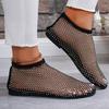 Ladies' Summer Round Toe Sandals with Hollowed Out Internet Celebrity Studded Diamond Short Boots, Sexy Plus Size Flat Shoes, Breathable
