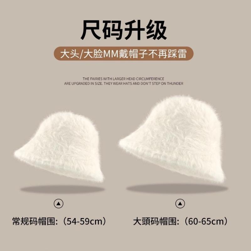 Face rabbit fur hat women's autumn and winter warm bucket hat new versatile basin hat plush bucket hat