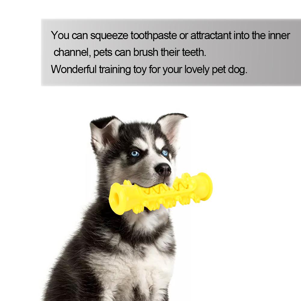 Pet Dog TPR Safety Molar Cleaning Tooth Rod Puzzle Training Playing Biting Toothbrush Toyyellow