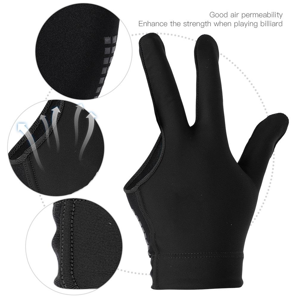 Unisex Snooker Billiard Cue Glove Pool Left Hand Open Three Finger Gloves(black)
