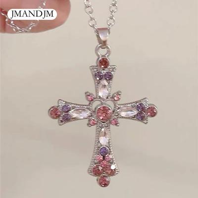 Γλυκό κουλ στυλ μωράδες σταυρός κολιέ γυναικείο βαριά βιομηχανία διαμάντι γοτθικό στυλ y2k σχέδιο κολιέ αλυσίδα κλείδας