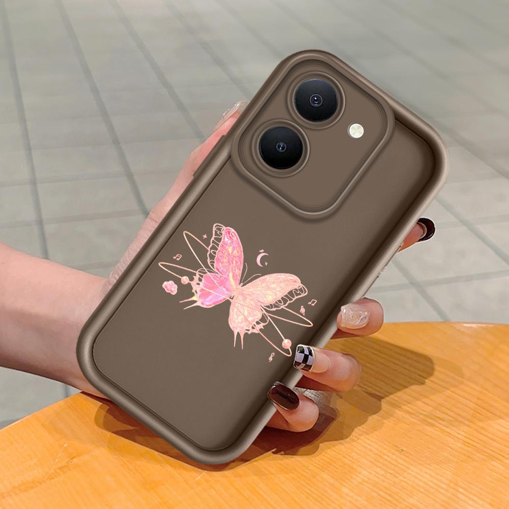 Měkký silikonový čtvercový žebříkový vzor tisku Pouzdro telefonu Plný kryt fotoaparátu Ochranné pryžové pouzdro odolné proti nárazům pro Vivo