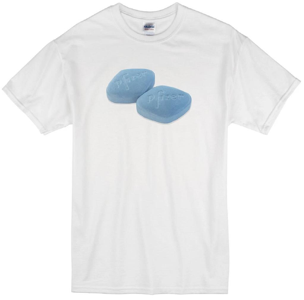 VIAGRA BLUE PILLS PFIZER ERECTILE DYSFUNCTION ERECTION FUNNY WHITE T-shirt
