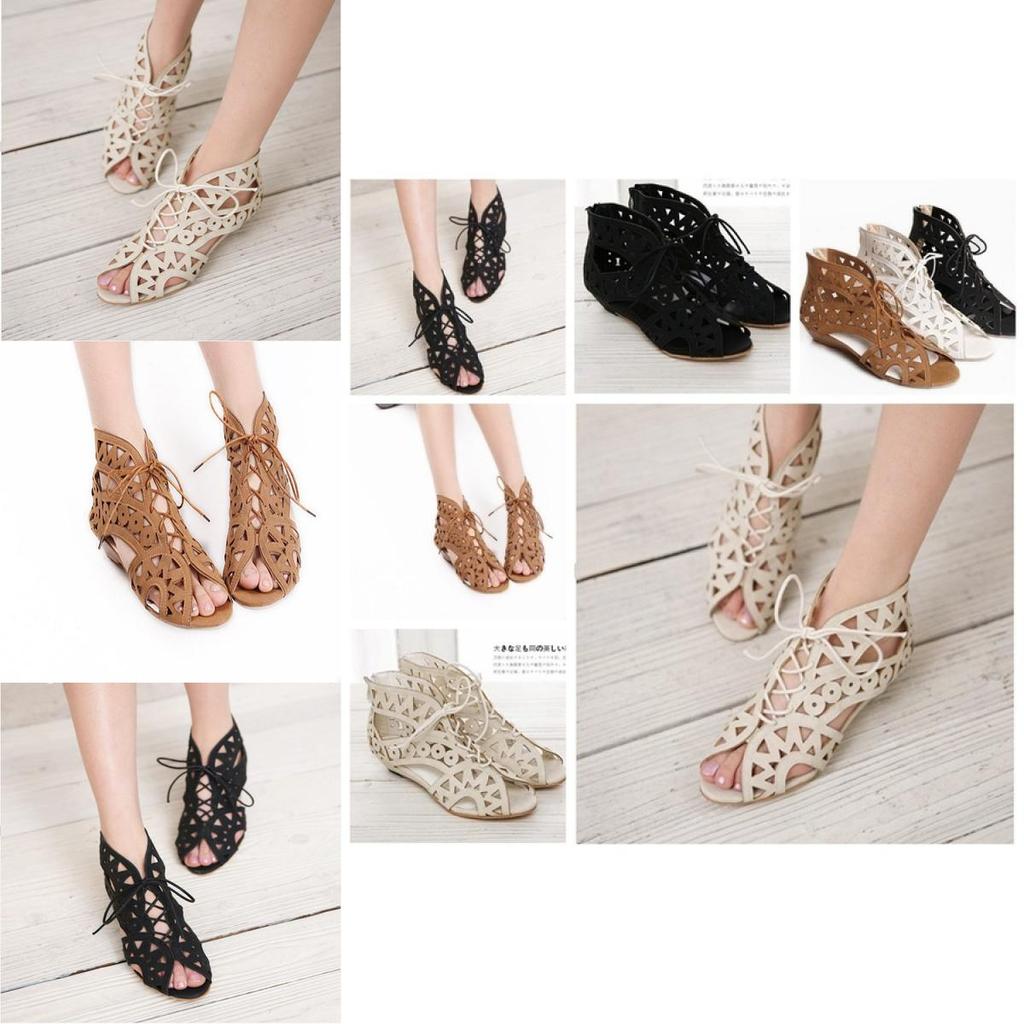 Elegant 2018 New Fashion Roman Hole Flat Sandals For Women In Summer Casual Style
