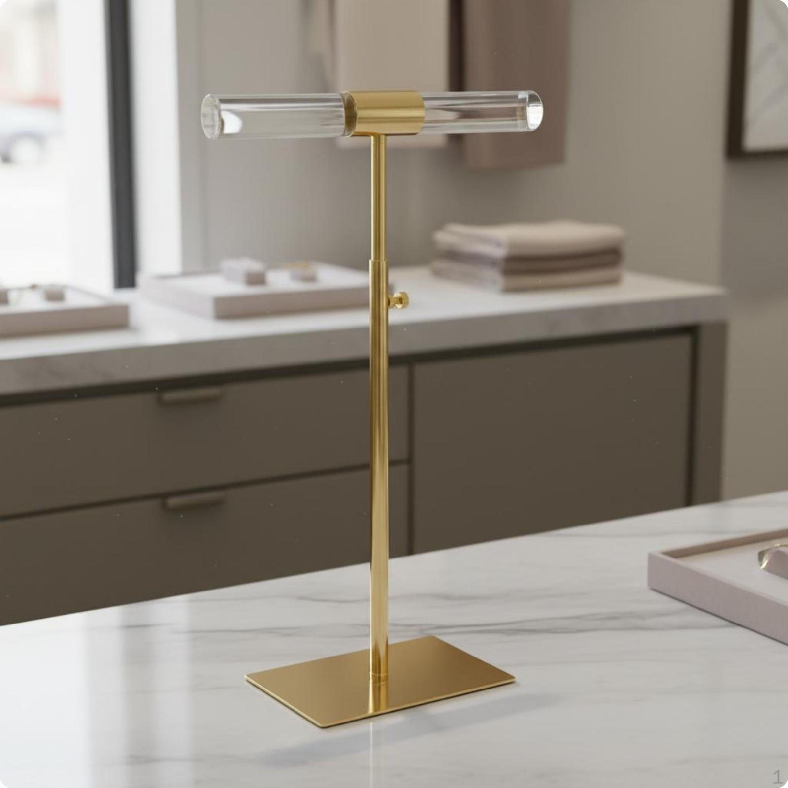 Jewelry and Scarf Rack Stainless Steel FloorStanding Transparent Acrylic Adjustable