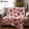 Line Art Strawberry Ultra Soft Sherpa Fleece Blanket Fluffy Warm Halloween Cozy Throw for Sofa Couch Bedroom Gift All Season