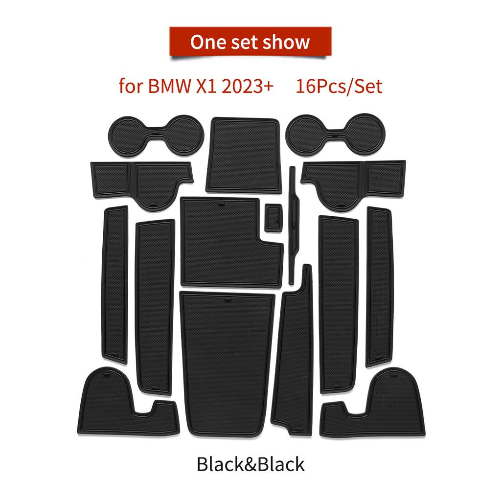 Smabee Torschlitzmatte für 2024 2024 BMW X1 IX1 Auto Rutschfestes Türrillenpolster 2024 X2 IX2 Getränkehalter Innenzubehör 16 Teile/Satz