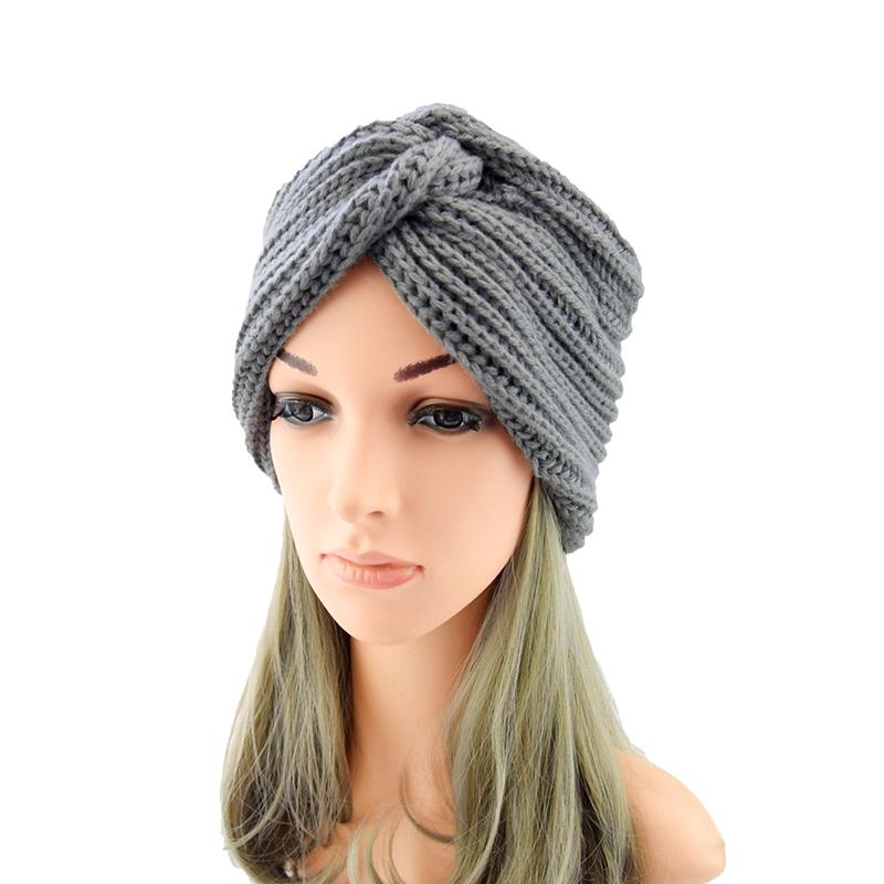 1Pc Women Headwear Head Wrap Hair Loss Turban Solid Color Knitted Cap Polyester