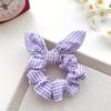 1pc Plaid Fabric Hair Scrunchie Elastic, No-Damage Ponytail Holder with Sweet Cat Ears Design Vintage Style Hair Accessories