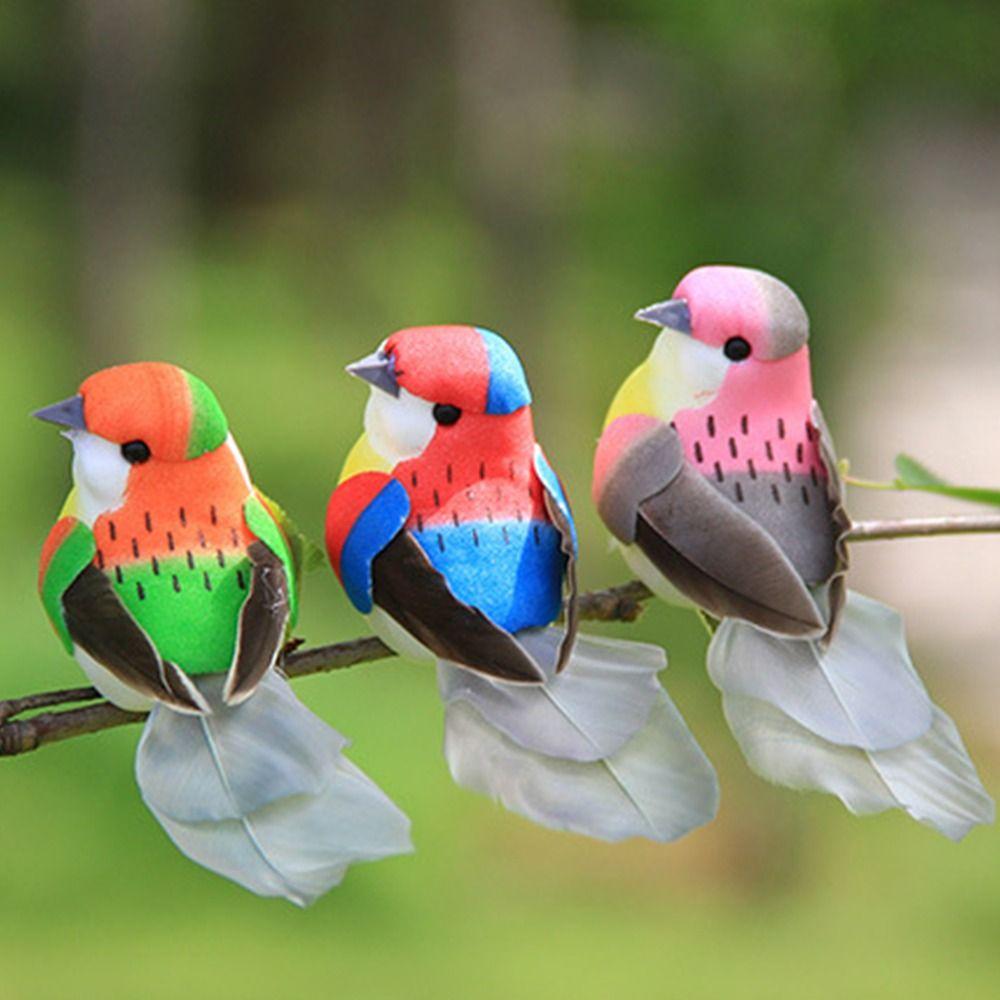 6PCS Multicolor Artificial Birds Foam DIY Accessories Simulation Bird Model Photo Props with Clips Decorative Birds
