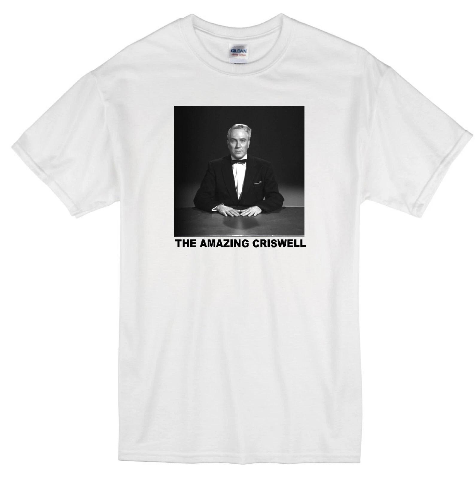 THE AMAZING CRISWELL PSYCHIC PLAN NINE FROM OUTER SPACE 1957 MOVIE WHITE T-shirt S