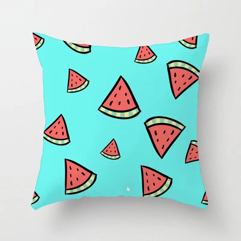 Luxury Home Decor Office Seat Cushion Cover Creative Cartoon Watermelon Banana Print Fashion Pillow Cover
