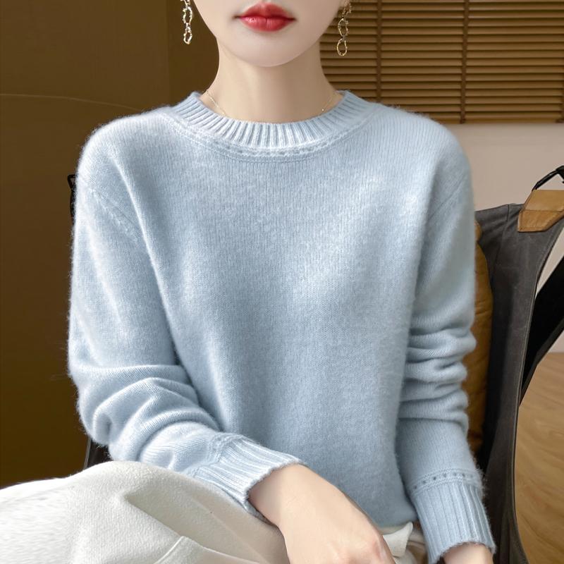 Women Sweater 100% Wool TIDENOVEL O-neck Knit Pullover Thick Winter Jumpers Female Knit Tops