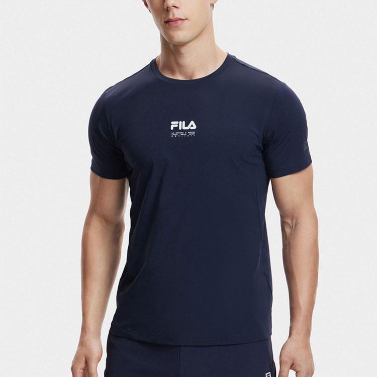 Fila Fitness Series Letter Print Breathable Sports Short Sleeve T-Shirt Men Tops Royal-Blue A11M421120FNV
