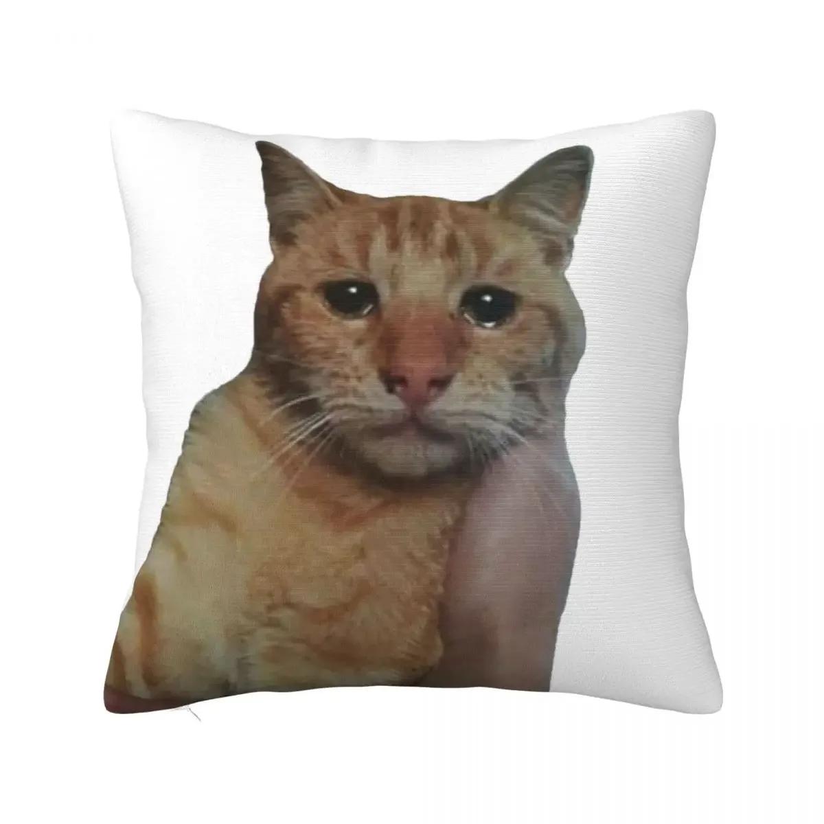 

Crying Cat Being Held Meme Square Pillow Cases Cushion Covers Zippered Decor Pillowcase for Sofa 66x66cm