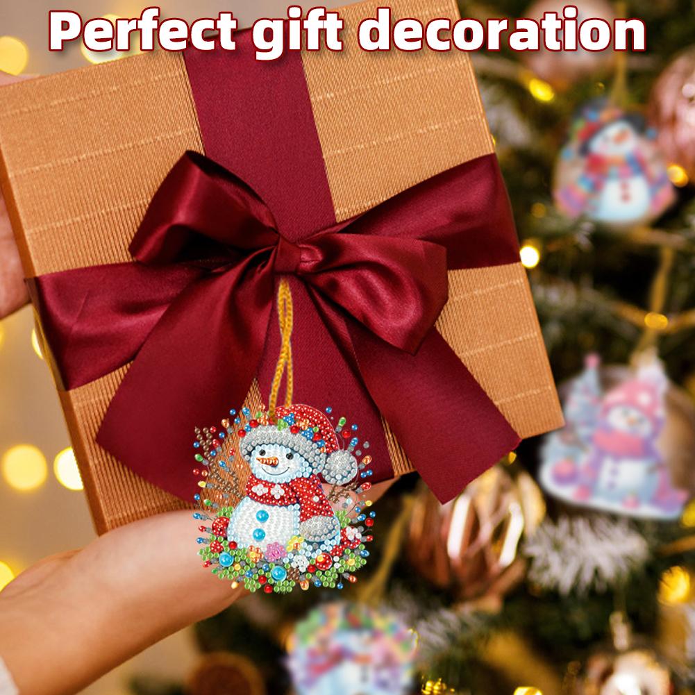 15pcs Xmas Snowman Theme 2D Flat DIY Hanging Diamond Art Kits Home Wall Decor