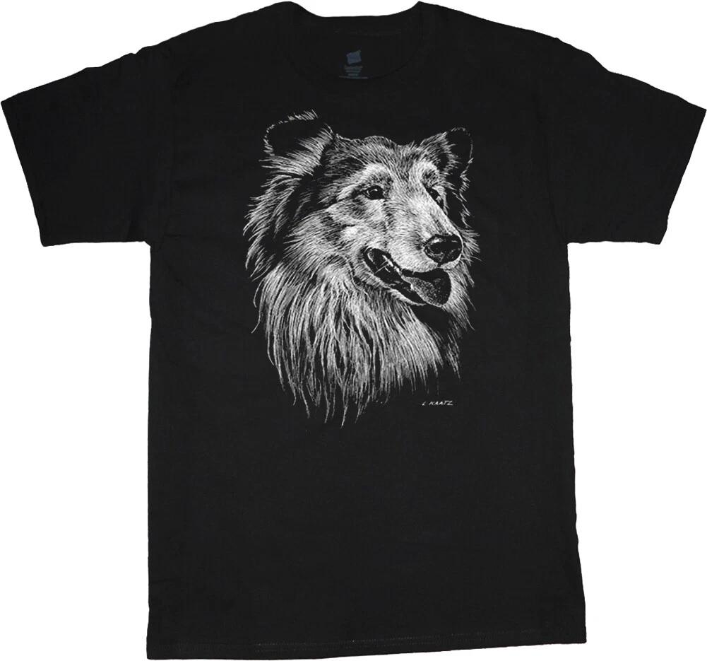 Collie T-shirt Dog Breed Portrait Face Tee Men s Dog Person Gift M
