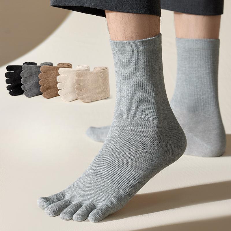 Male Autumn and Winter Cotton Anti Bacterial Deodorant Breathable Sweat In The Tube Five Finger Socks
