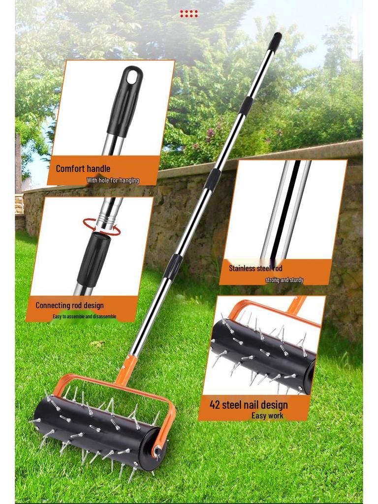 New Rolling Lawn Aerator Oxygenator & Soil Cultivator Tool