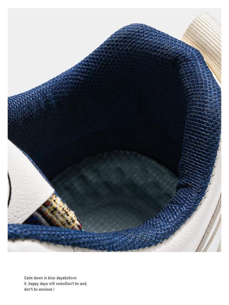 Autumn Korean Style Men's Breathable Thick-Soled Cloth Sneakers - Trendy White Board Shoes for Casual Sports