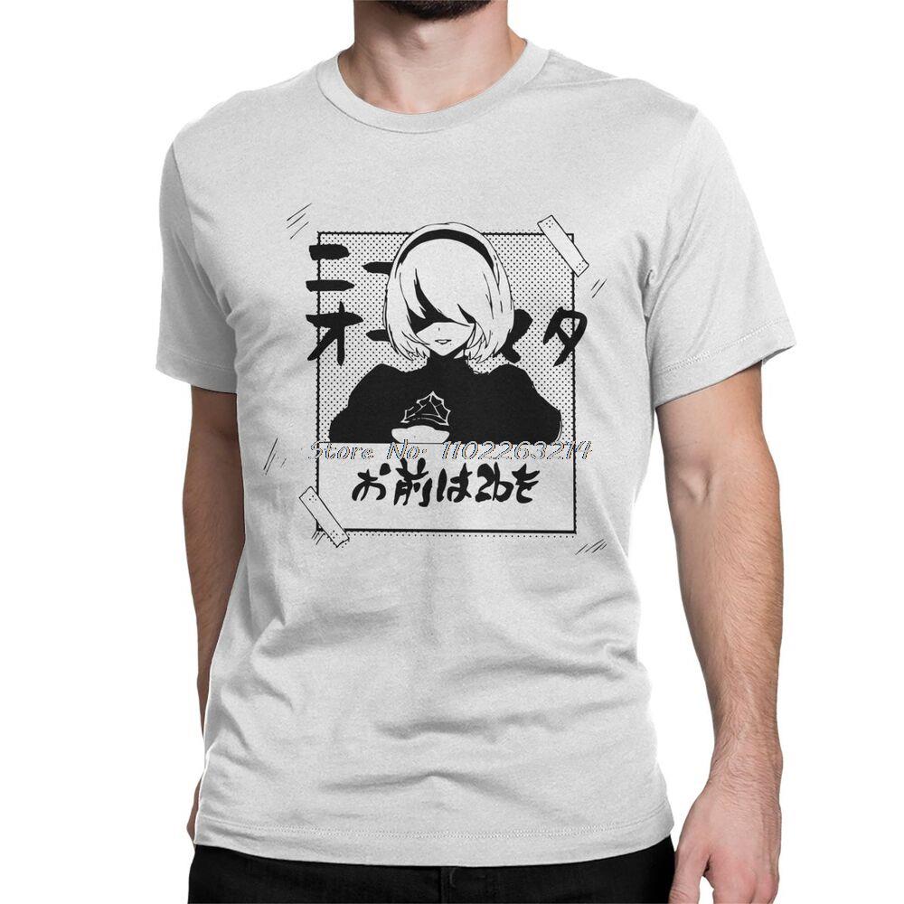 Men Nier Automata 2B Waifu T Shirts Japanese Game Cotton Tops Awesome Short Sleeve Tees Gift Idea T-Shirts Oversized Anime