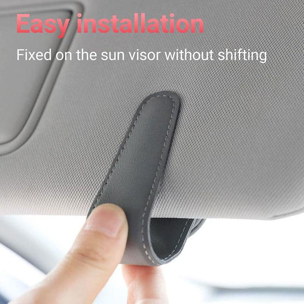 Double Clip Car Sunglasses Frame PU Leather Eyeglasses Storage Clip Ticket Card Clip  Truck