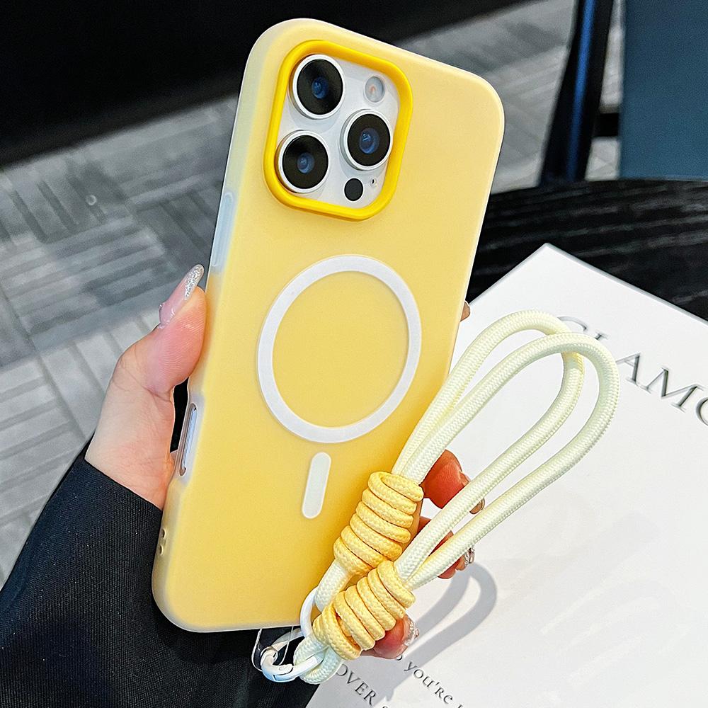 Luxury Candy Color With Lanyard For Magsafe Case for 17 16 15 14 12 11 13 Pro Max Plus Air Wireless Charge Magnetic Cover