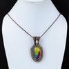 Rainbow Solar Quartz & Moonstone Gemstone Pure Copper Wire Wrap Handmade Lavish Jewelry Pendant