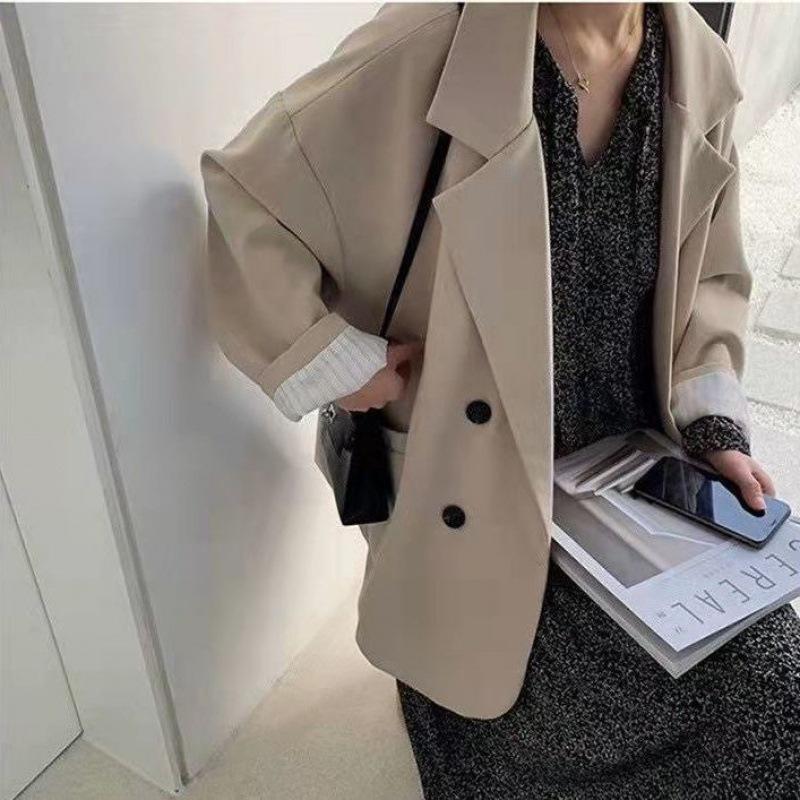 Women's Fashion Casual Solid Color Print Autumn Winter Long Sleeve POLO Neck Jackets & Coats