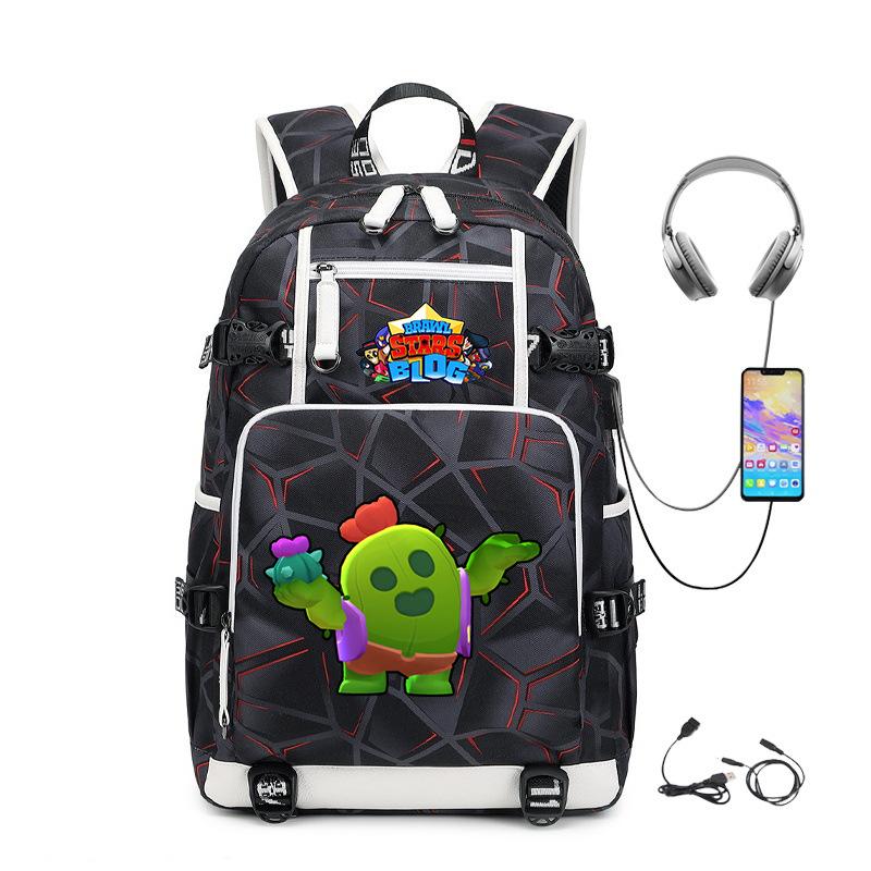 Mochila Periférica Brawl Stars Com Usb Mochila de Estudante para Viagem ao Ar Livre Mochila de Montanhismo de Grande Capacidade