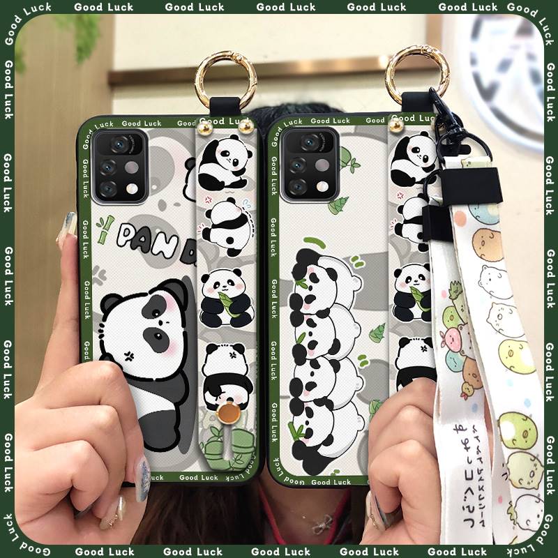 Panda Cartoon Phone Case For UMIDIGI A11 Pro Max Soft Case Wristband Ring Dirt-resistant Silicone Shockproof Wrist Strap