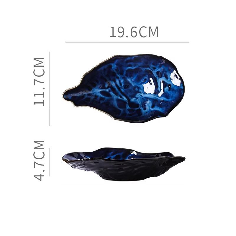 Oyster Shaped Ceramic Plate Household Sashimi Plate Kiln Turned Vegetable Dish Tableware Sushi Plate Bread Plates Tableware