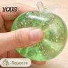 Sensory Fidget Toys for Anxiety Maltose Glitter Apple Squeeze Stress Ball, Soft TPR Slow Rising Decompression Study Toy Relief, Cute Fruit Adults Kids