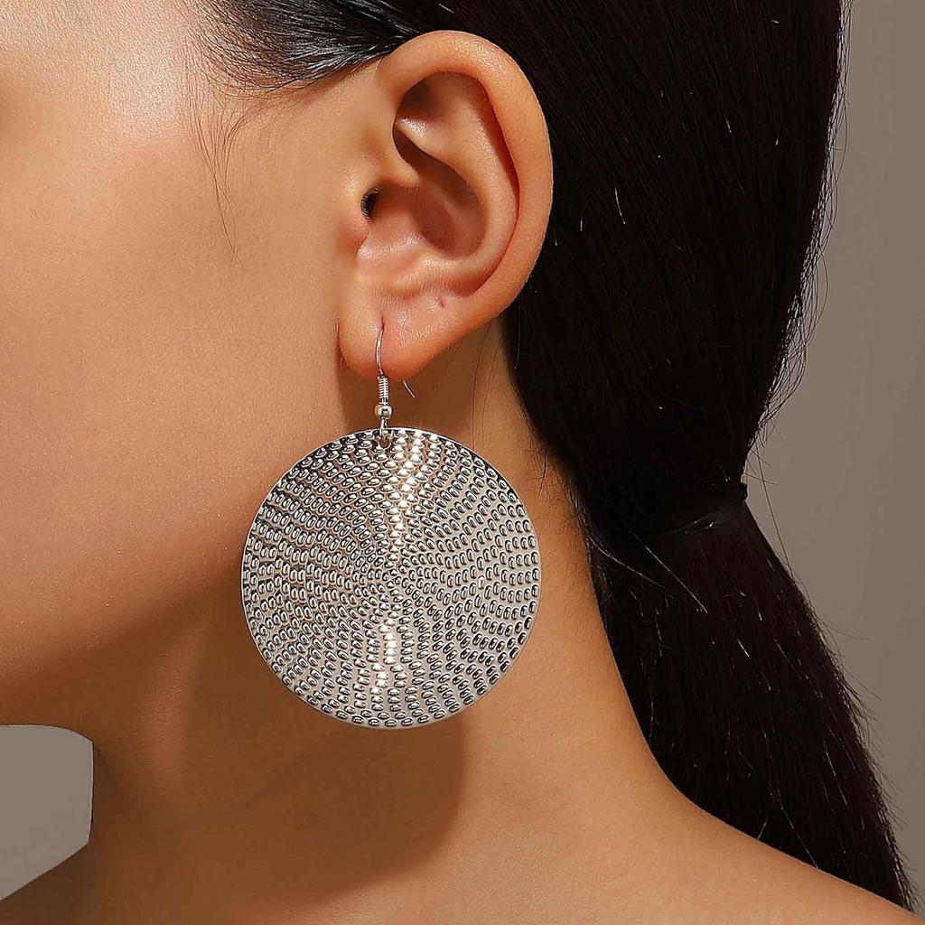 Boho Texture Disc Earrings Gold Disc Coin Earrings Vintage Disc Drop Earrings Hammered Round Circle Dangle Earrings Jewelry for Women