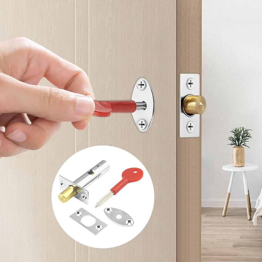 Internal Door Lock with Star Key 1 Piece Stainless Steel Anti-Theft Bolt Lock for Residential and Commercial Use
