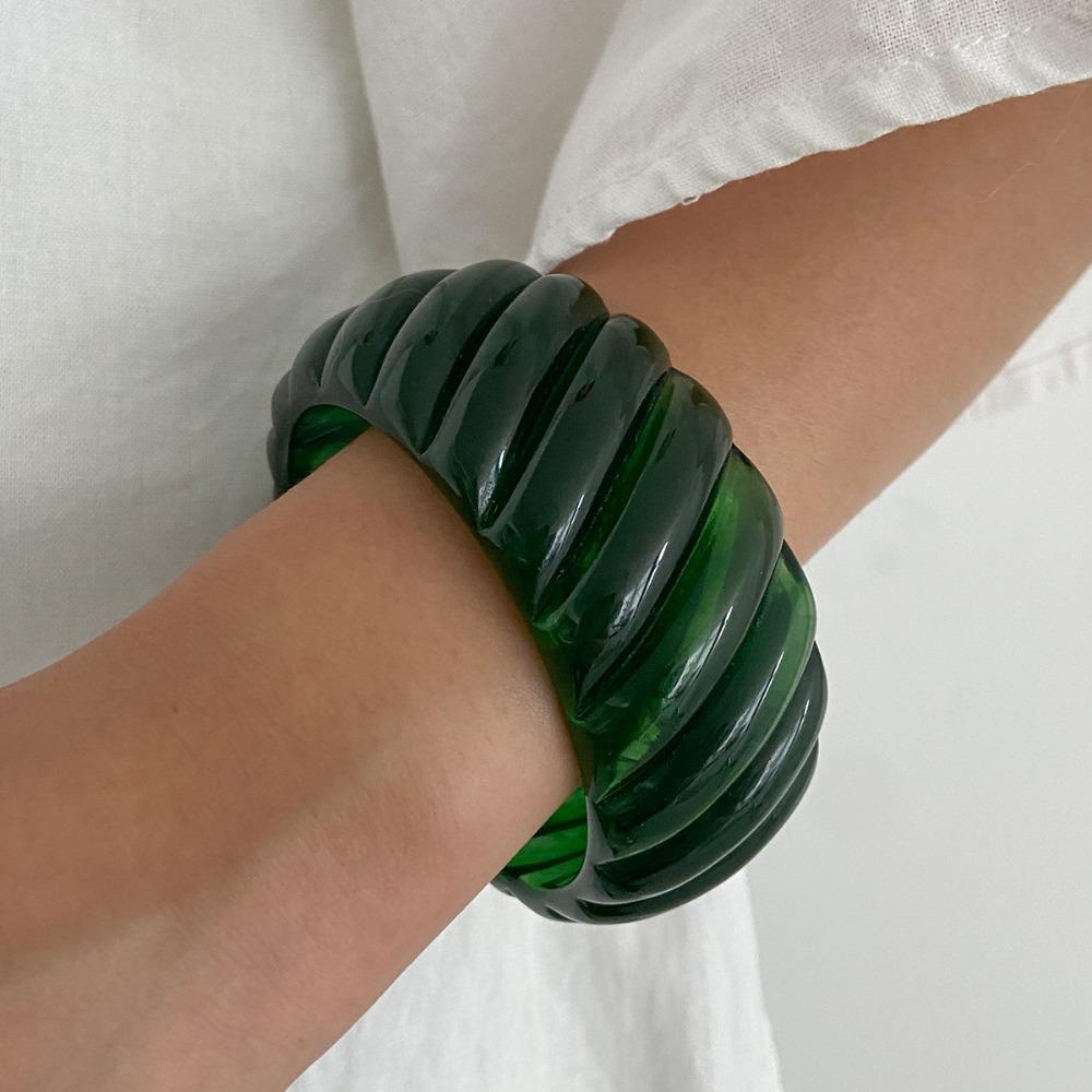 Gold Irregular Wide Bracelet Smudging Retro Hand Ring Exaggerated Acrylic Bangle  Friend Gift
