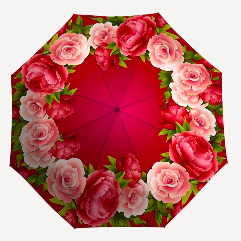 1PC Floral Wreath Umbrella-8-Rib Reinforced, Automatic Open, Lightweight & Durable, Cute Fashion Accessory for Outdoor-T164