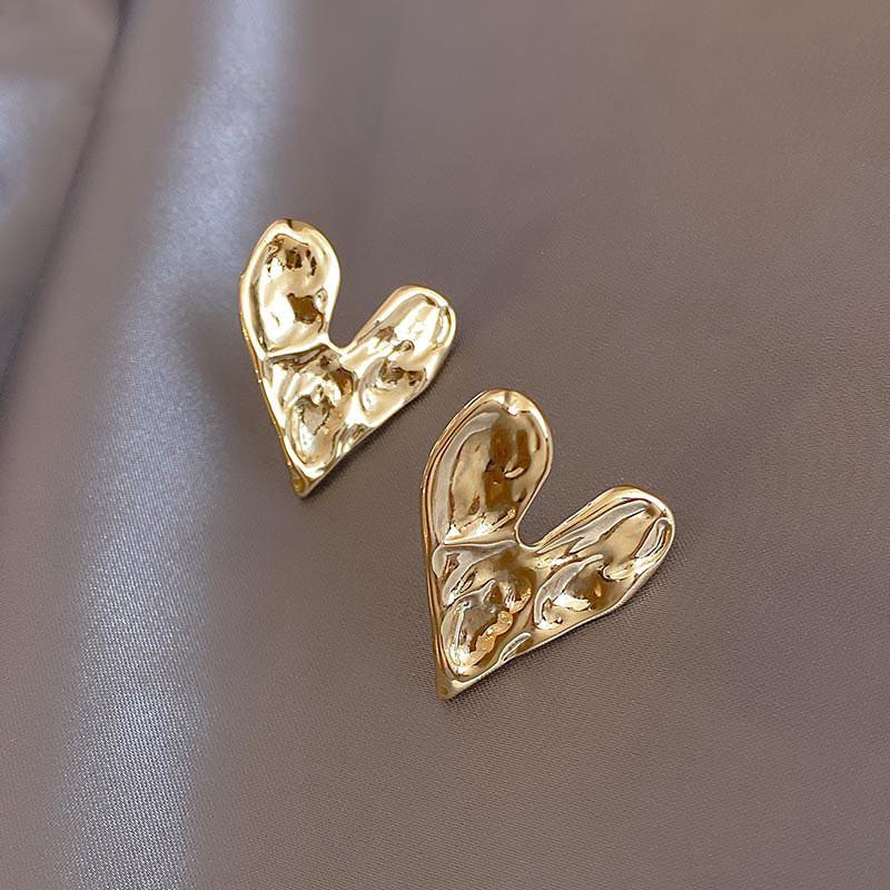 Elegant And Simple Gold Heart Shape Earrings For Women Trendy Jewelry Fashion
