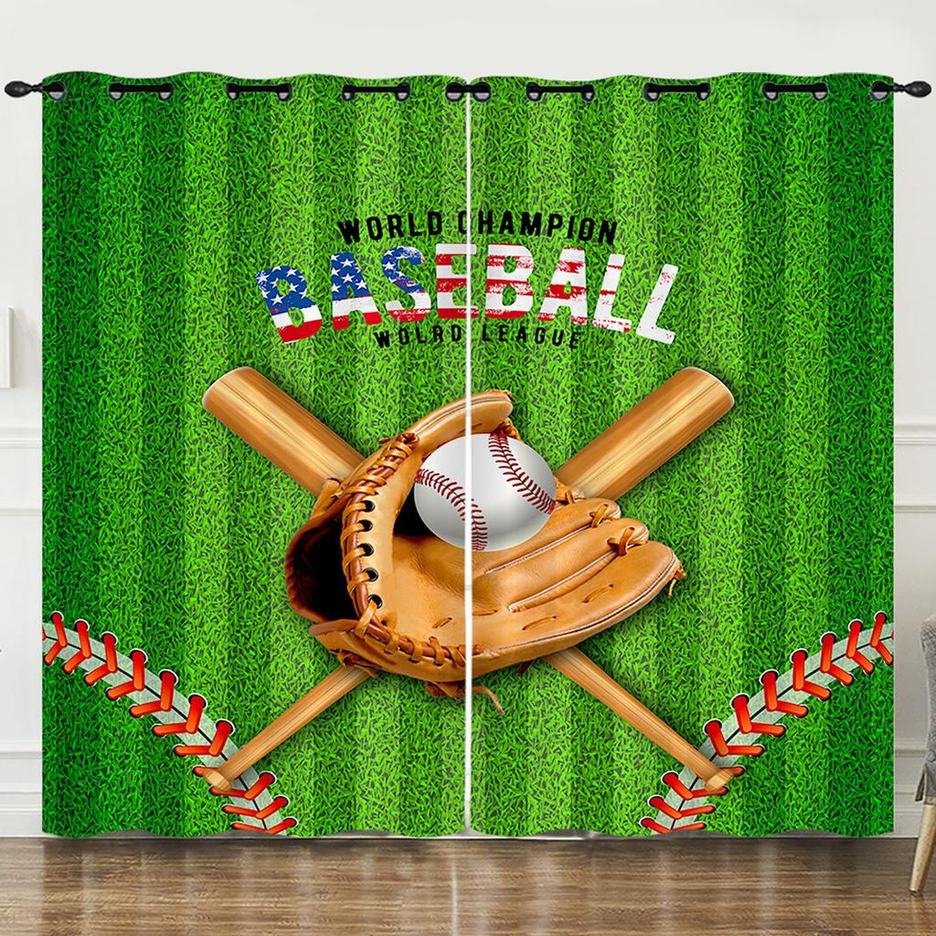 Curtains Sports World Cup 3D Digital Printing Blackout Curtain Punching