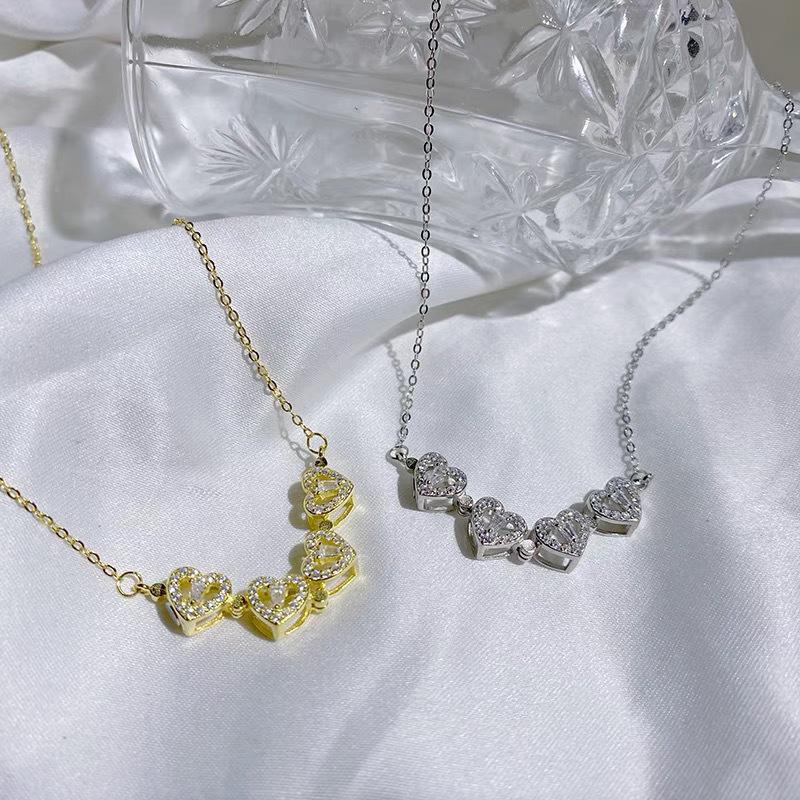 Influencer-Style Heart Clover Necklace: Versatile & Elegant Clavicle Chain