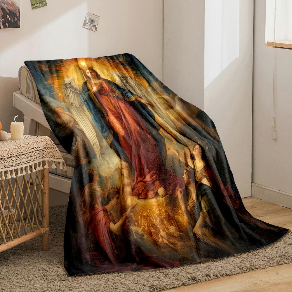 "Crowned Angel with Radiant Light Design"Flannel blanket for bedroom, living room, sofa, and nap