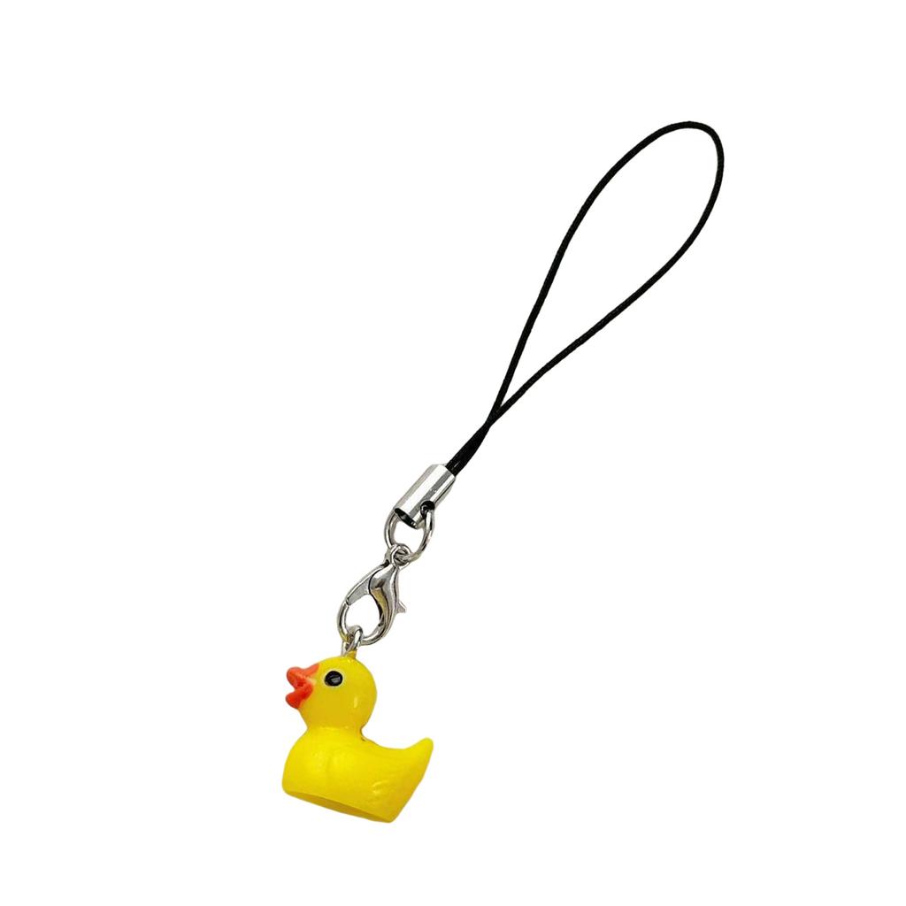 Yellow Duck Cellphone Charm Resin Crafted Animal Keychain Bag Pendant Portable Fashion Backpack Accessory for Women