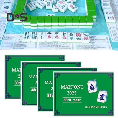 1/2/4/8/10 Adet 2025 Mahjong Skor Kartı Mahjong Ligi Resmi Standart Eller ve Kurallar Mah Jongg Kağıt Skor Kartı Mahjong Talimat Kartı