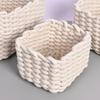 Square Cotton Rope Woven Storage Baskets Hand-woven Desktop Sundries Organize Key Cosmetics Storage Bins Organizer Box