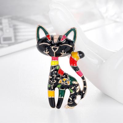 Cartoon Chinese Wind Cat Enamel Brooches Women Flowers Colorful Art Abstract Animal Office Casual Brooch Pins Gifts
