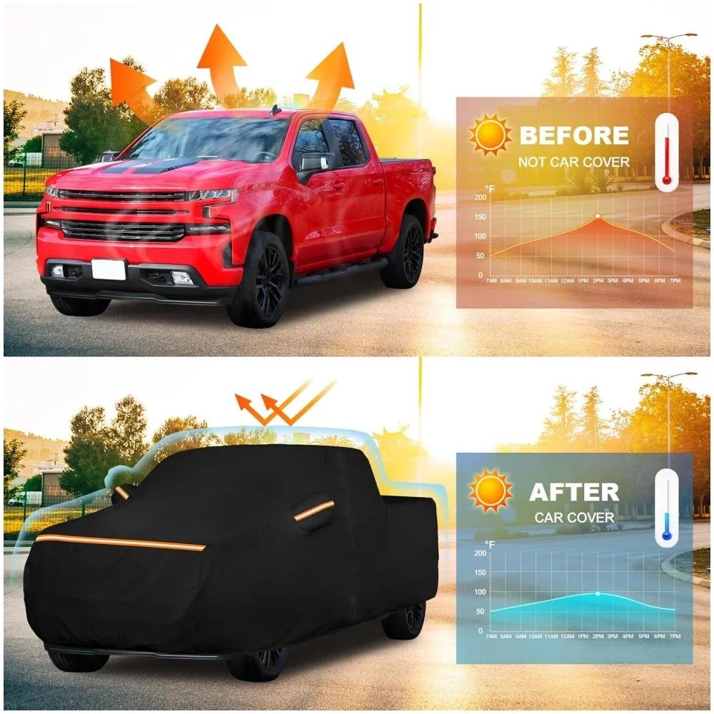 Prispôsobené Vodotesné Vonkajšie Autoplachty Pre Chevrolet Silverado 1500 Crew Cab s Korbou 6.6ft Vodotesná Plachta na Pick-up do Každého Počasia