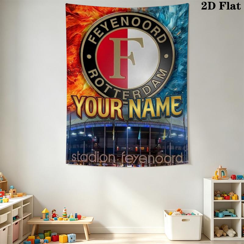 Custom Name Feyenoord Wall Tapestry Aesthetic Wall Hanging Printed Fabric Blanket Decorative Tapestries for Bedroom Living Room Home Decor