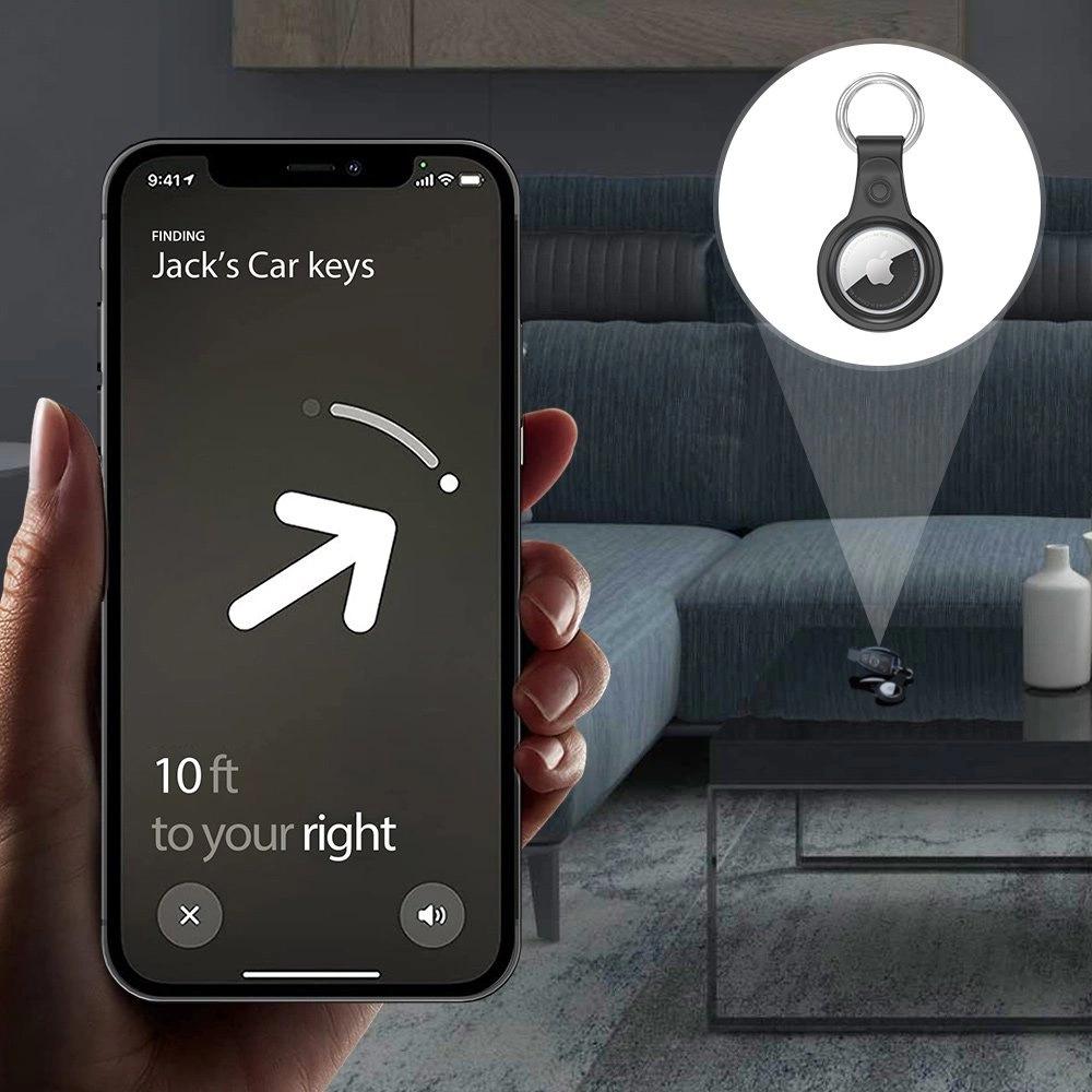 Dux Ducis Set Of 4X Silicone Case Keychain Pendant Case For Apple Airtag Locator (4 Colors: Black, Green, Pink, Blue)