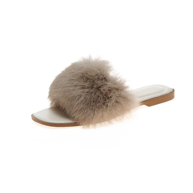 

Mao Mao slippers women s autumn and winter thick-bottomed non-slip one-word tow Internet celebrity lazy cool slippers pregnant women versatile cotton 40